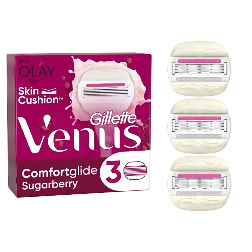 Gillette Venus Comfort Glide Sugarberry Women's Razor Refills - 3 Count, Smooth Shaving for Sensitive Skin