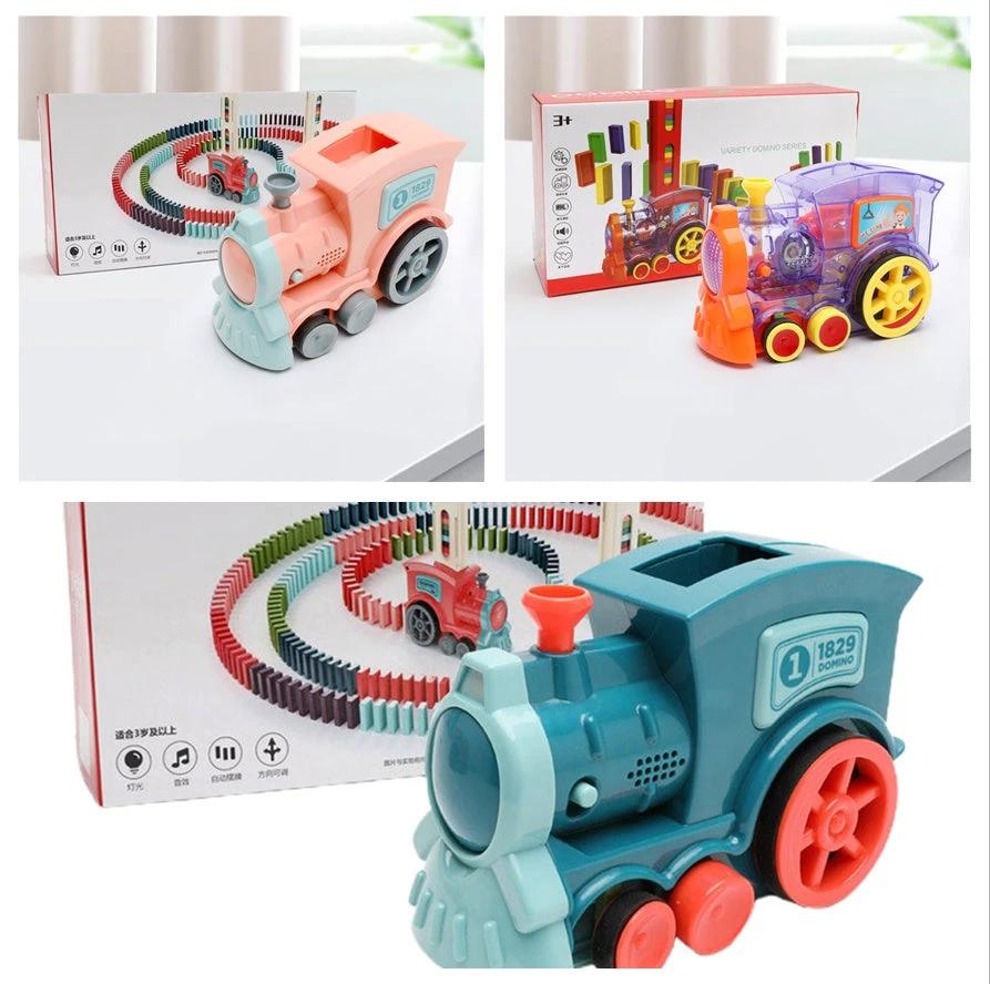Mandotos Domino Train Toy Electric Automatic Building Blocks Set for Creative STEM Learning
