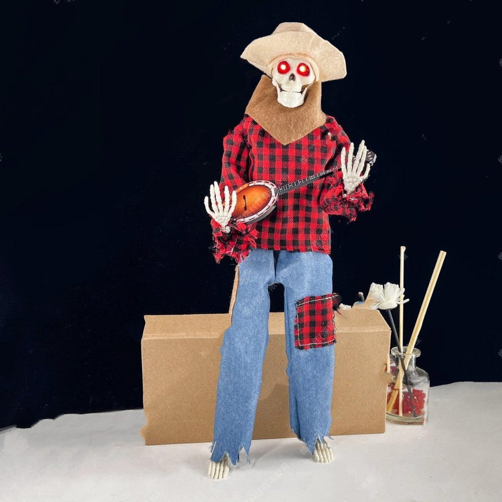 Light-Up Guitarist Skeleton: Spooky Halloween Decoration