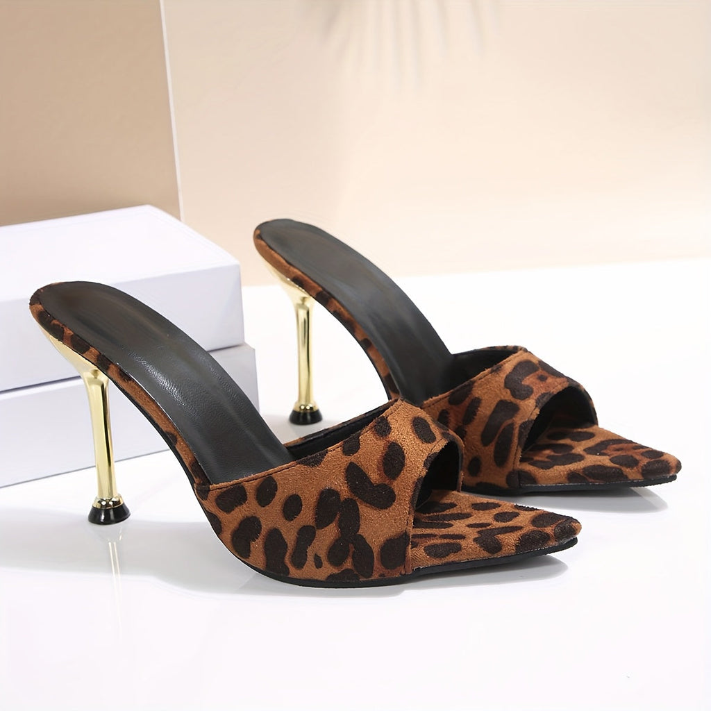 MyClosetAid Women's Leopard Print High Heel Sandals, Women Shoes — back view