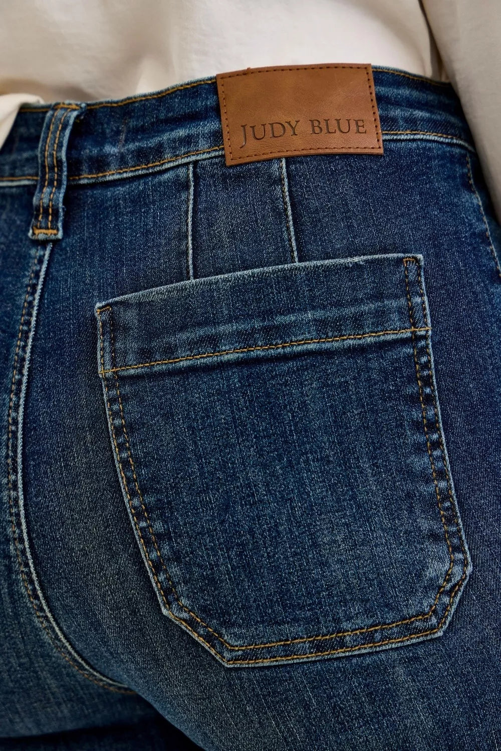Judy Blue High Waist Wide Crop Utility Jeans with Patch Pocket