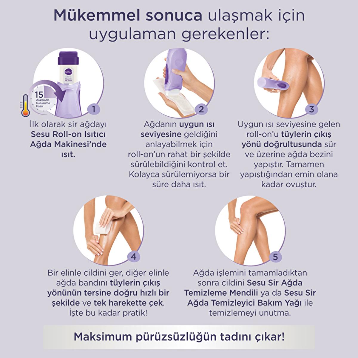 Sesu Soft Roll-On Sir Ağda 100 ml - Hypoallergenic Hair Removal Wax for Sensitive Skin