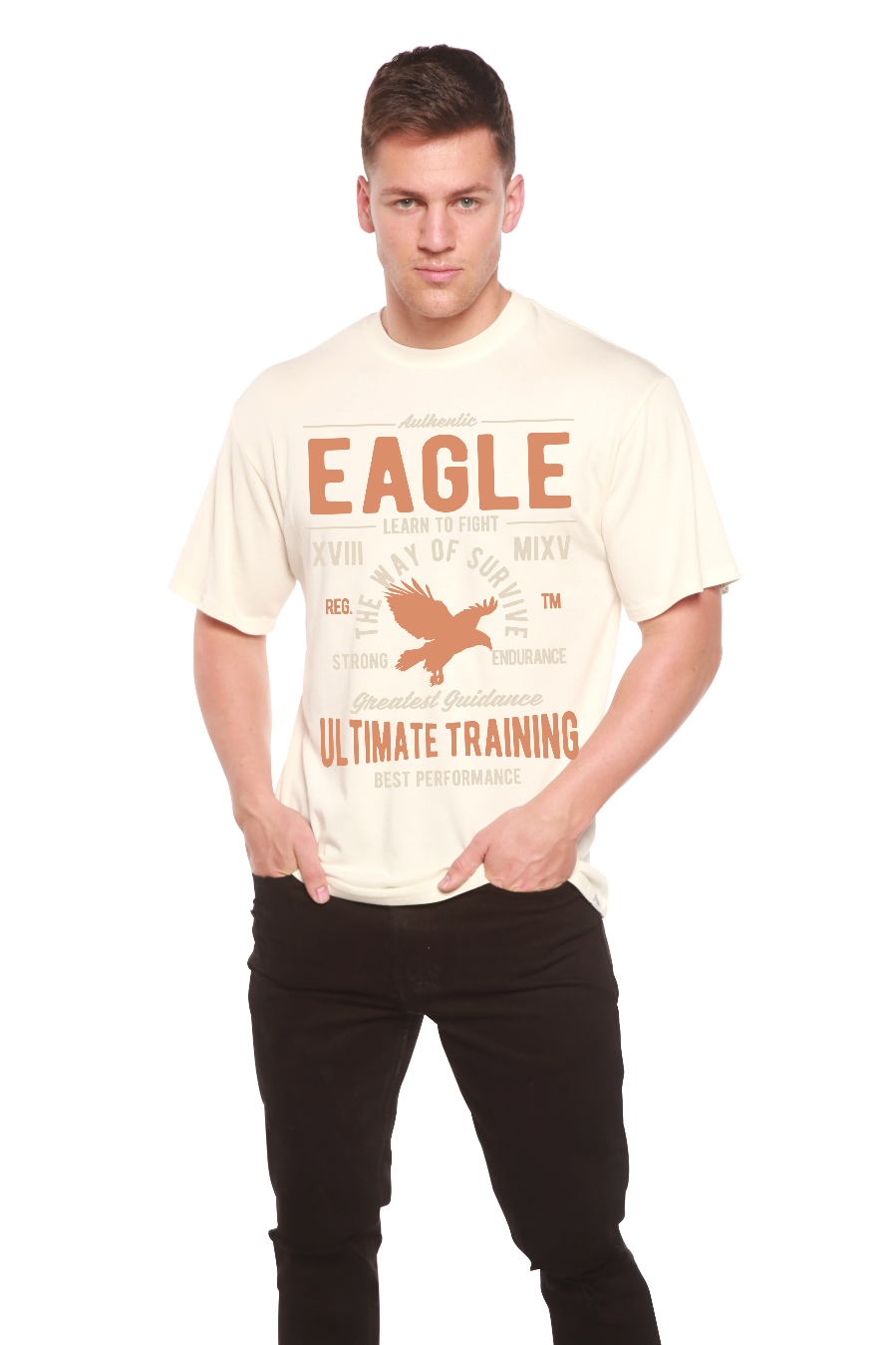 Spun Bamboo Eagle Men's Bamboo Viscose/Organic Cotton Short Sleeve Graphic T-Shirt — back view
