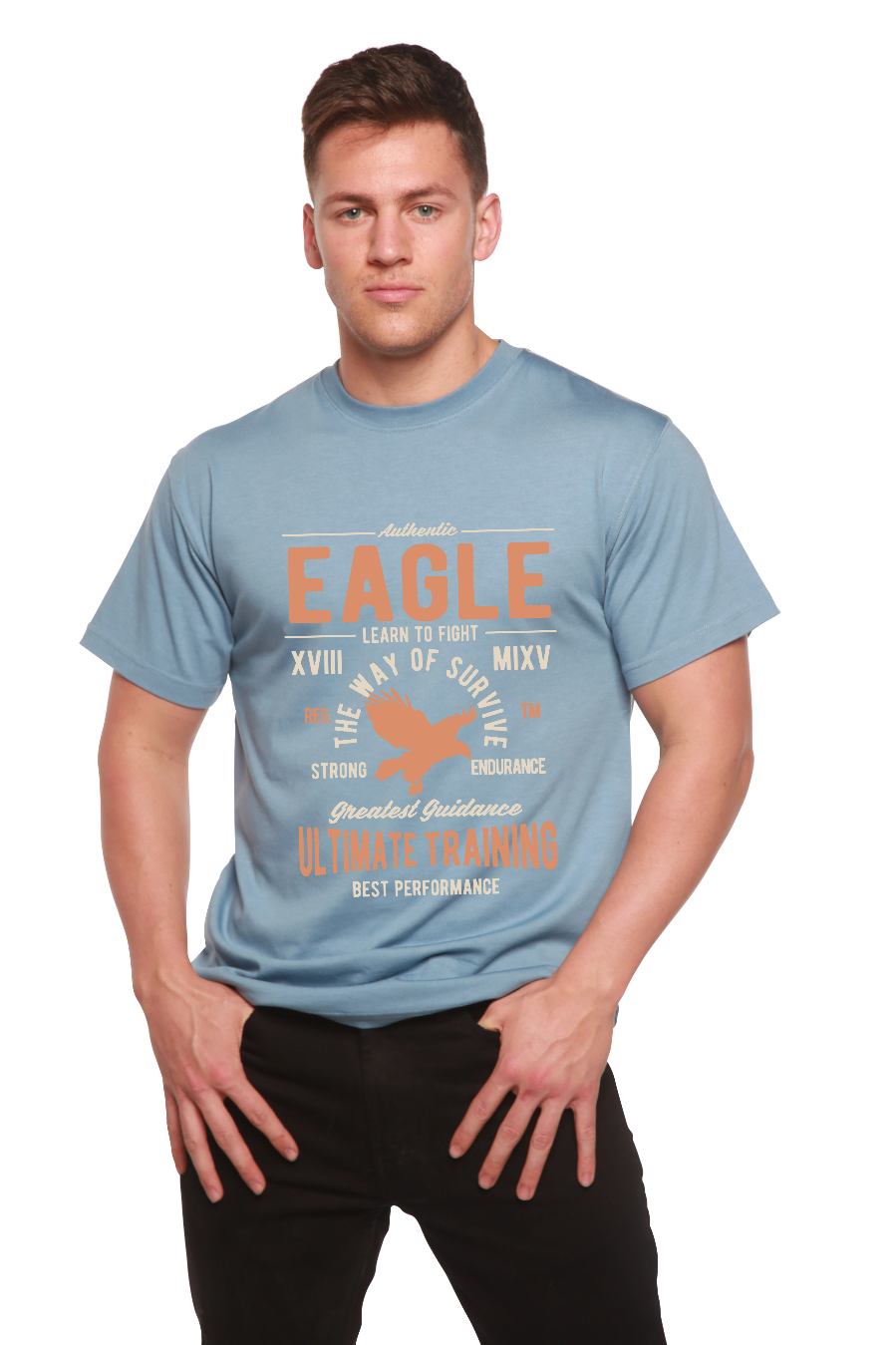 Spun Bamboo Eagle Men's Bamboo Viscose/Organic Cotton Short Sleeve Graphic T-Shirt — side view