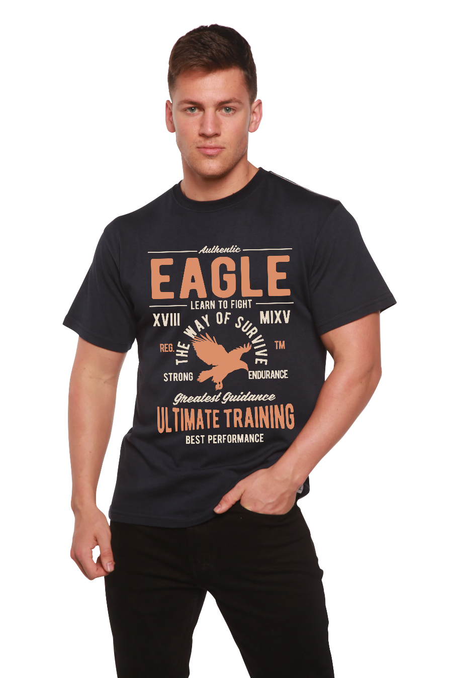 Spun Bamboo Eagle Men's Bamboo Viscose/Organic Cotton Short Sleeve Graphic T-Shirt — fabric or material detail