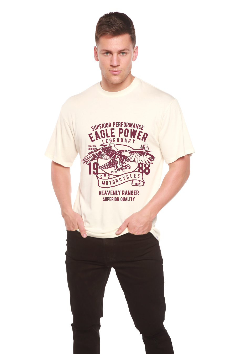 Spun Bamboo Eagle Power Men's Bamboo Viscose/Organic Cotton Short Sleeve Graphic T-Shirt — alternative angle