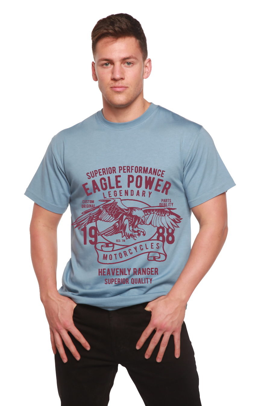 Spun Bamboo Eagle Power Men's Bamboo Viscose/Organic Cotton Short Sleeve Graphic T-Shirt — side view