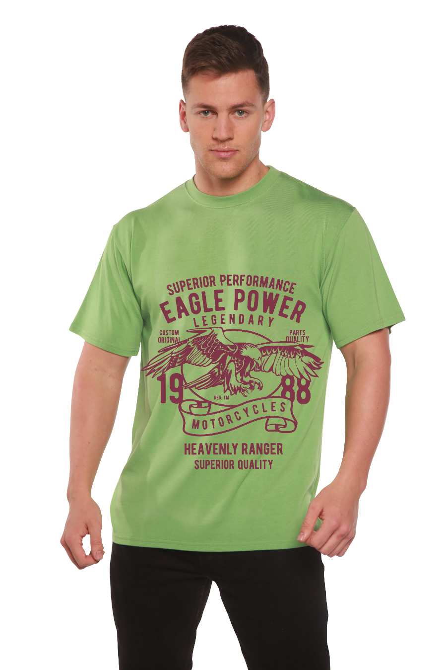 Spun Bamboo Eagle Power Men's Bamboo Viscose/Organic Cotton Short Sleeve Graphic T-Shirt — in-use photo