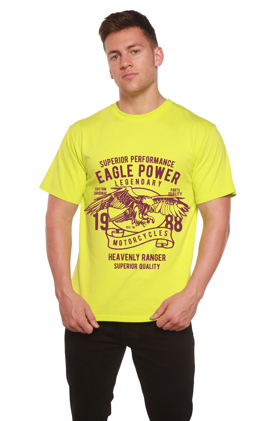 Spun Bamboo Eagle Power Men's Bamboo Viscose/Organic Cotton Short Sleeve Graphic T-Shirt — feature highlight