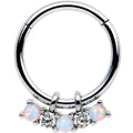 BodyCandy 16G 3/8 White Synthetic Opal Dazzle Hinged Segment Ring — main product shot