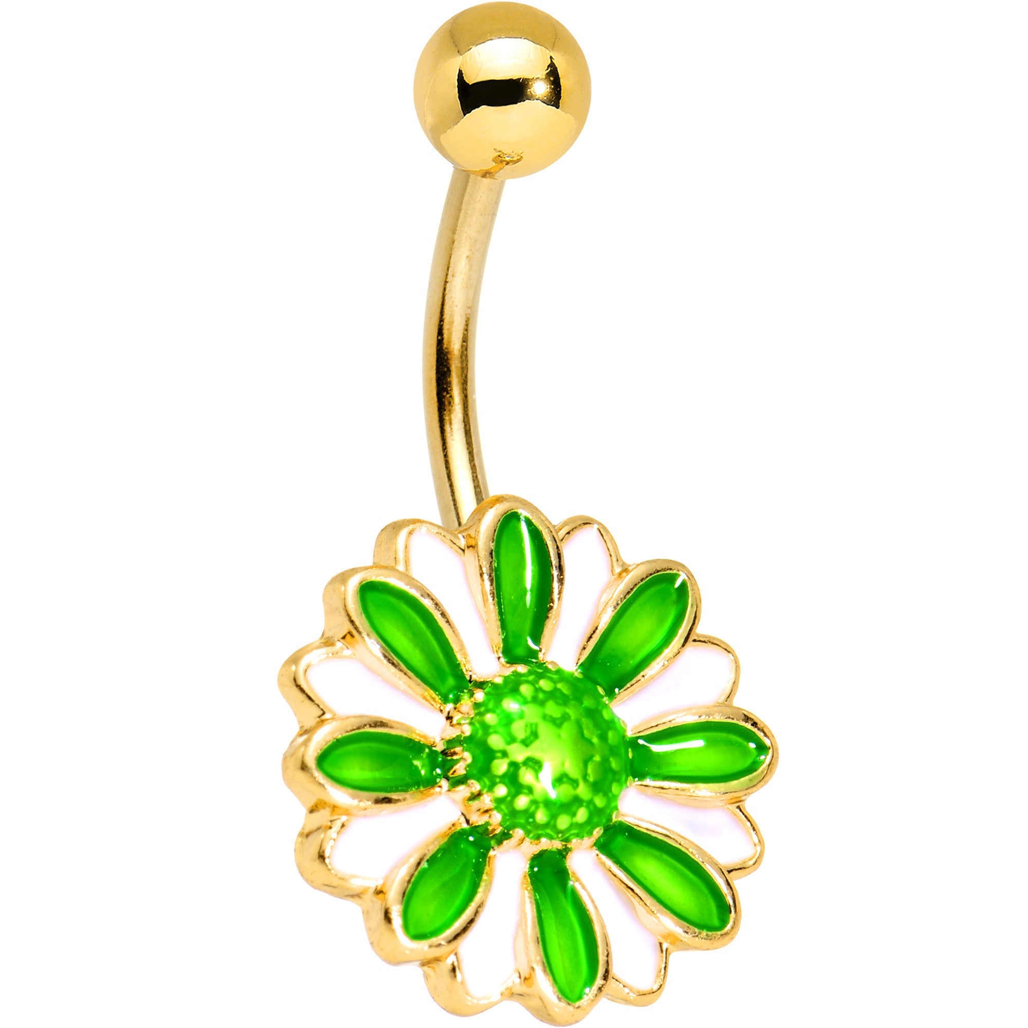 BodyCandy Green Gem Gold PVD Grand Garden Flower Belly Ring — main product shot