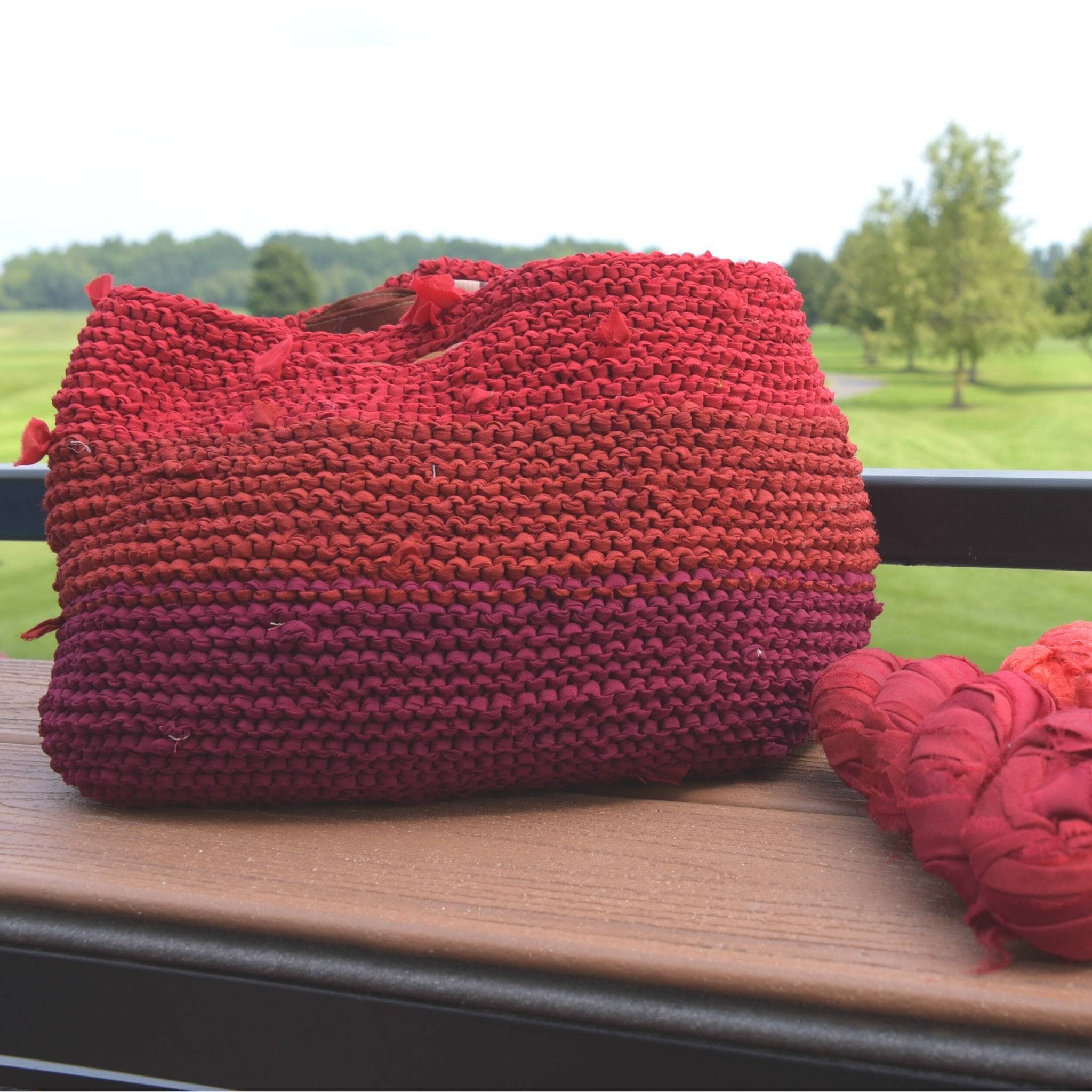 Darn Good Yarn Easy Market Tote Crochet Kit or Knitting Kit — Darn Good Yarn branding close-up