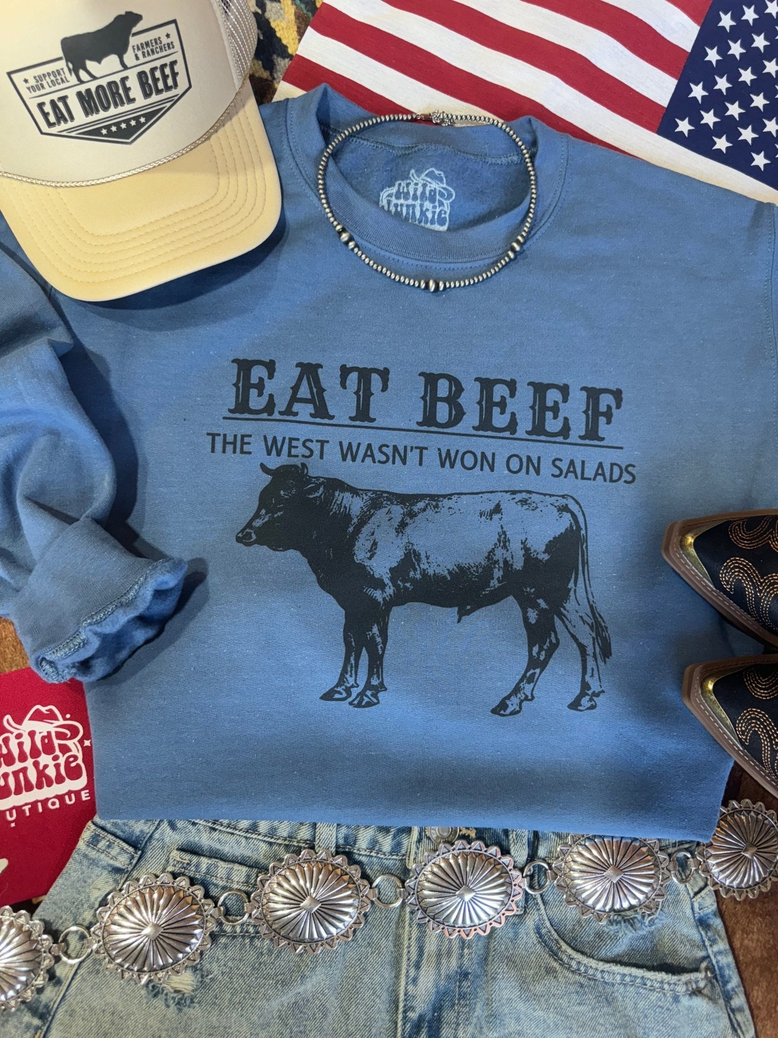 Wild Junkie West Wasn't Won On Salad Graphic Sweatshirt — detail close-up