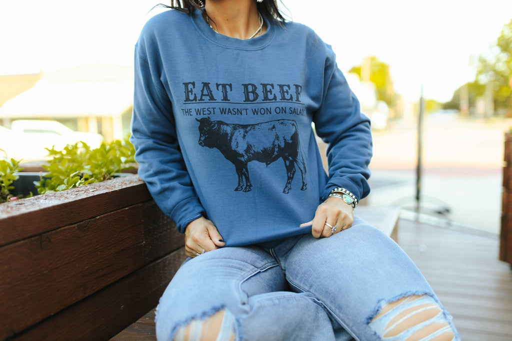 Wild Junkie West Wasn't Won On Salad Graphic Sweatshirt — side view
