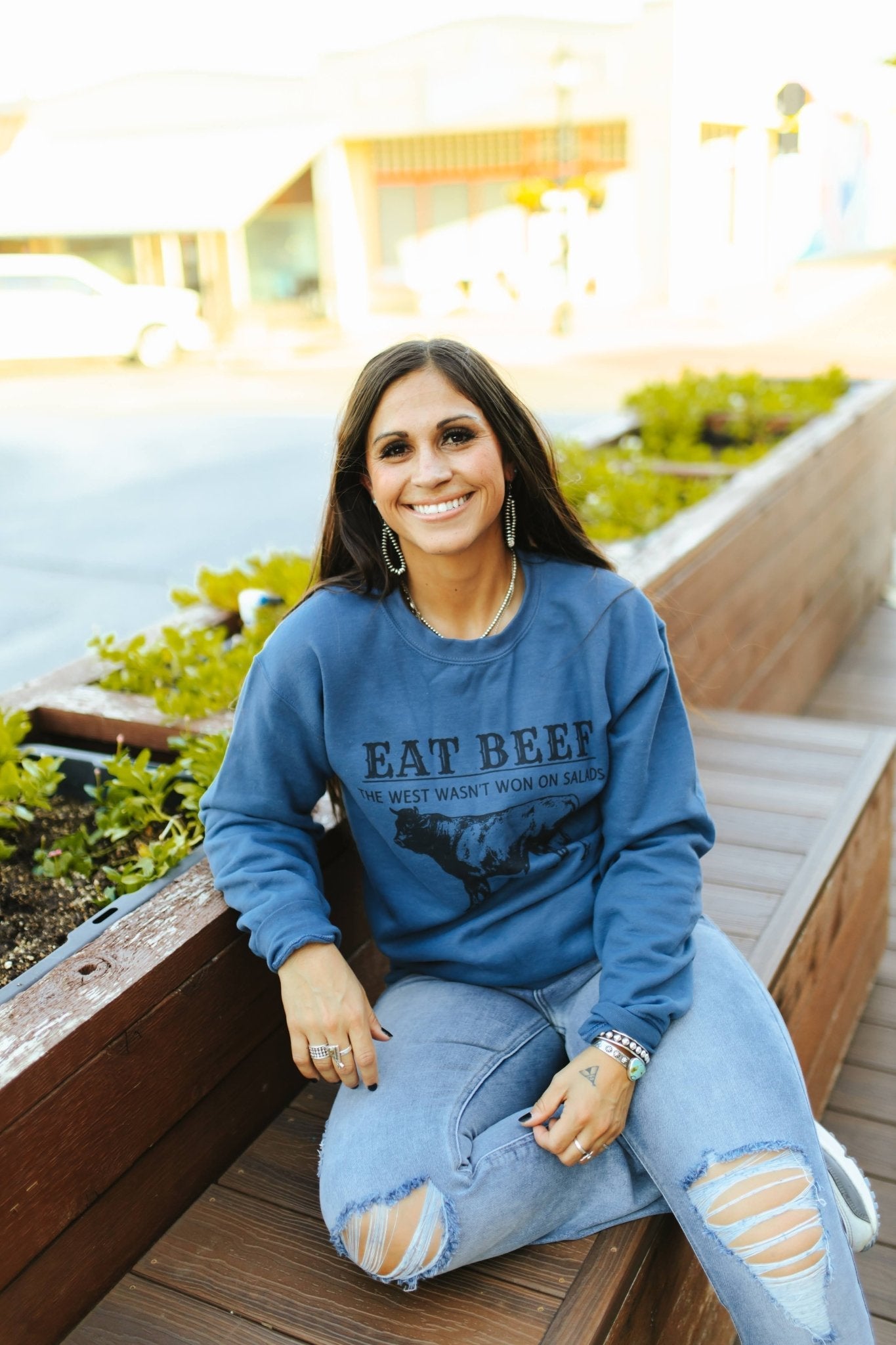 Wild Junkie West Wasn't Won On Salad Graphic Sweatshirt — lifestyle context