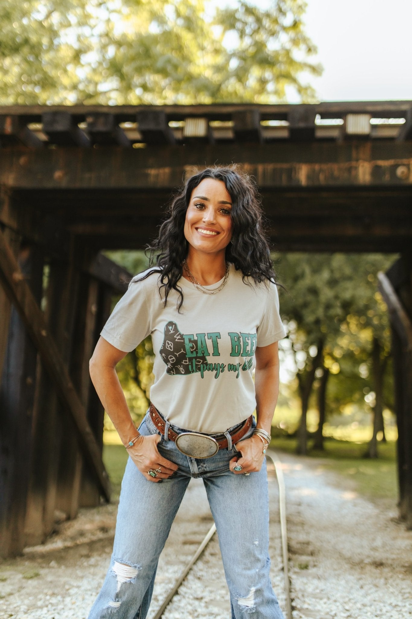 Wild Junkie Eat Beef It Pays My Bills Graphic Tee — lifestyle context
