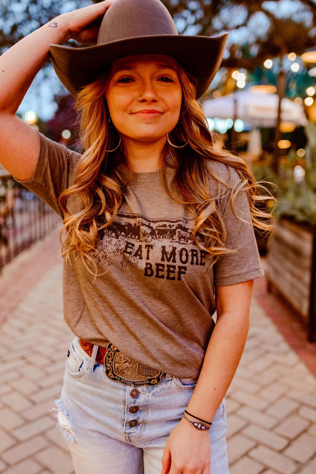 Wild Junkie Eat More Beef Western Graphic Tee — lifestyle context
