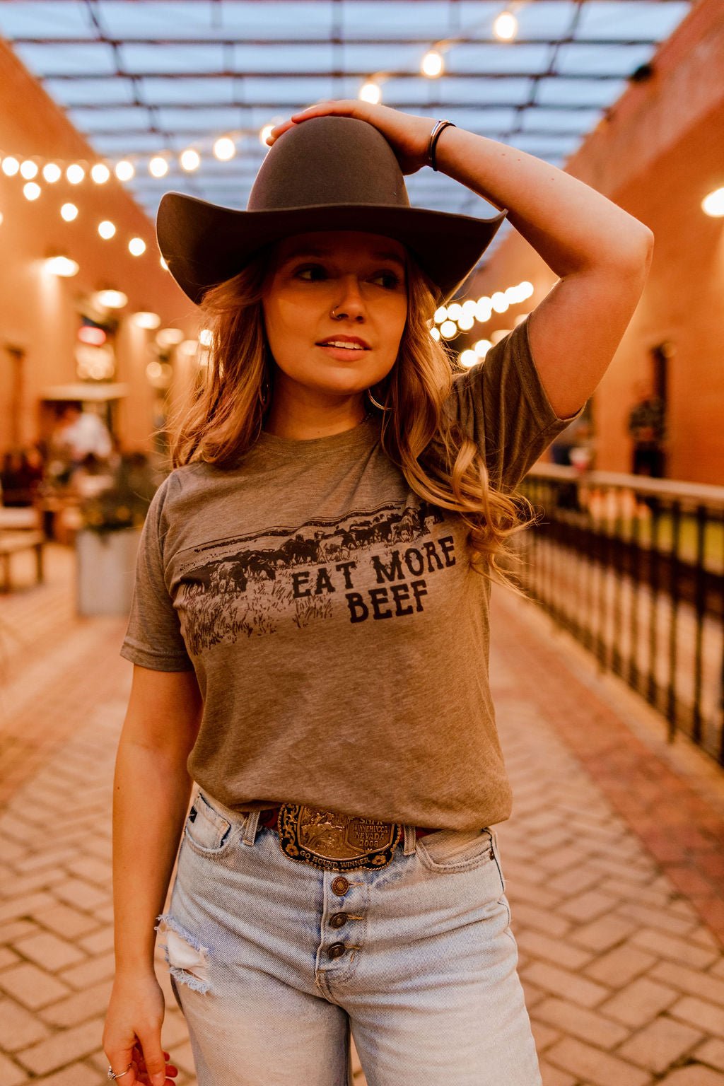 Wild Junkie Eat More Beef Western Graphic Tee — main product shot