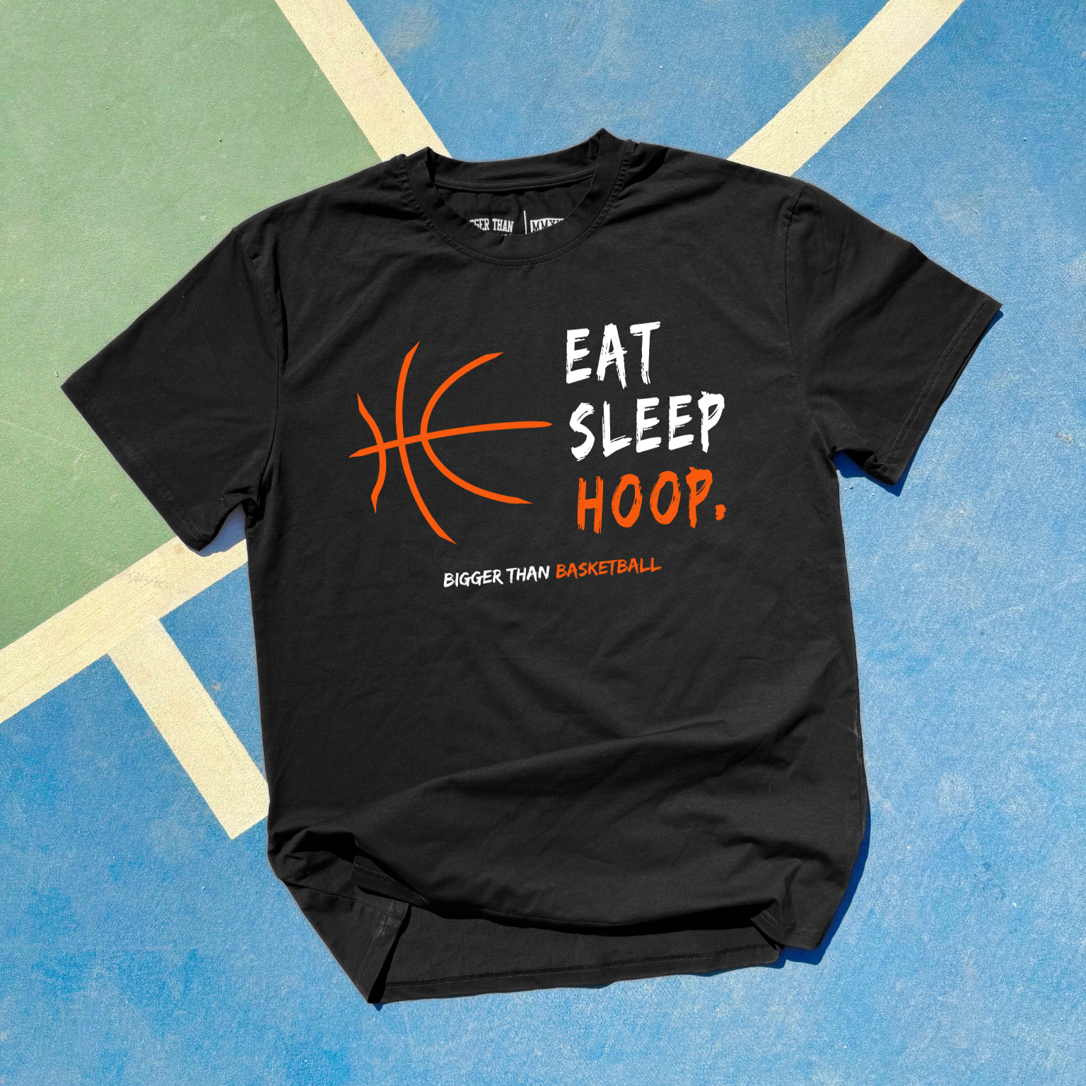 Bigger Than Basketball Eat, Sleep, Hoop. - T-shirt - Black — Black detail