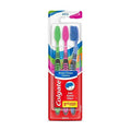 Colgate Extra Clean Colors Medium Manual Toothbrush 2+1 Pack - Gentle on Teeth & Gums, Everyday Oral Care