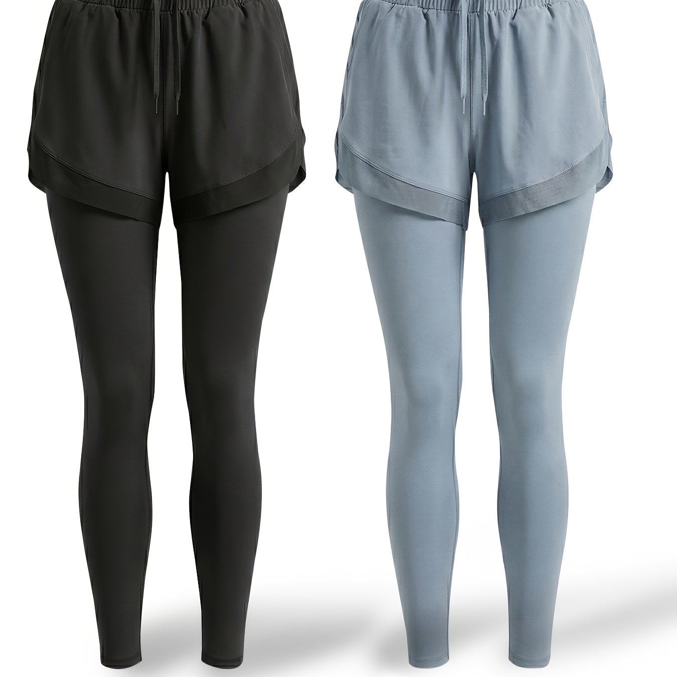 MyClosetAid 2pcs Faux 2pcs Athletic Pants Color-block Design with Built-in Pockets — feature highlight