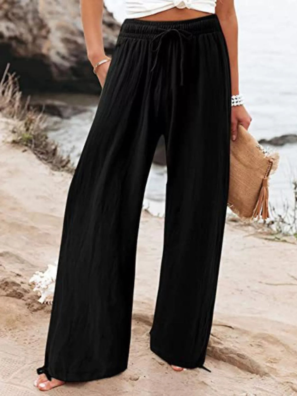 Full Size Wide Leg Pants with Drawstring Waist Plus Size