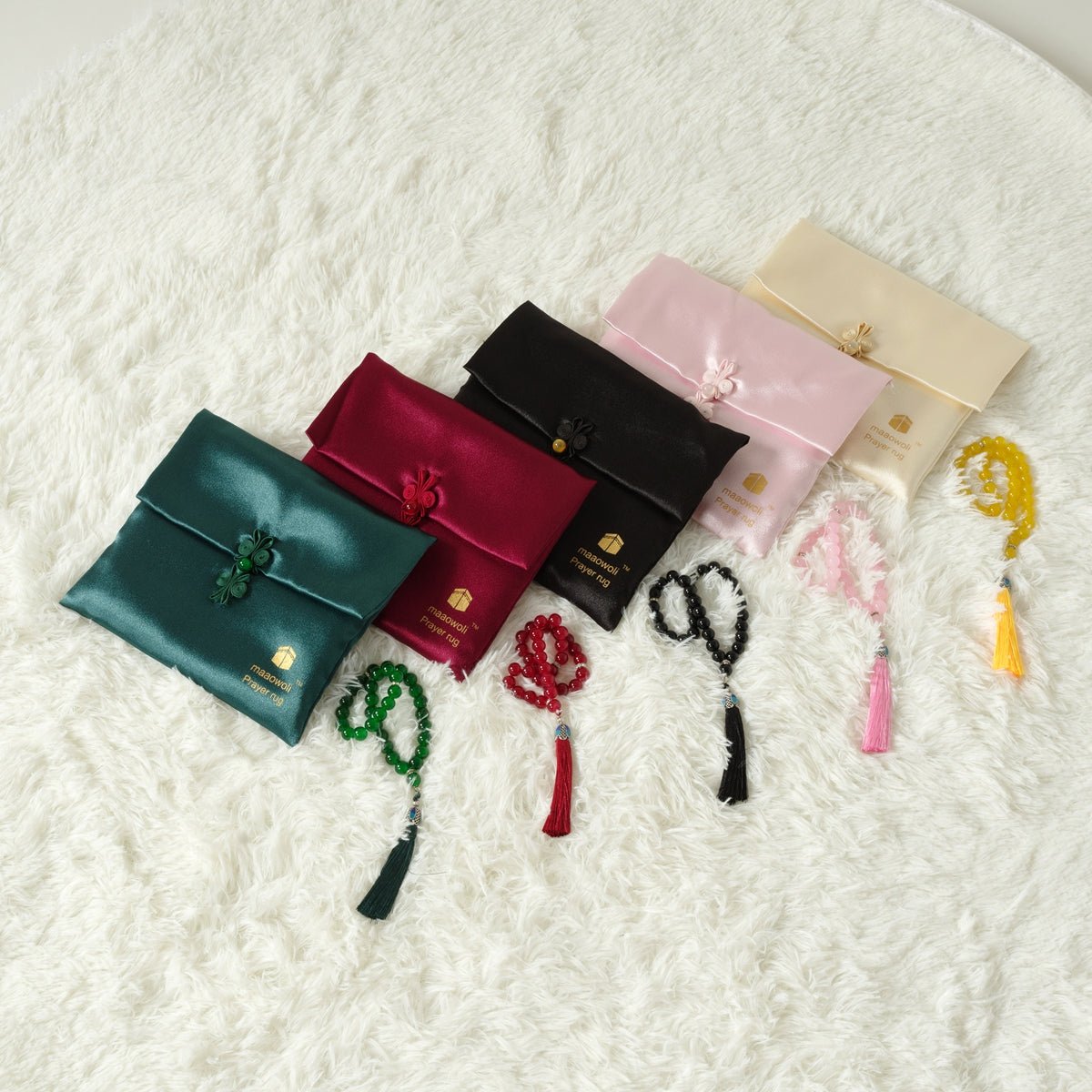 Mariam's Collection Eco-Friendly elegant Prayer Mat & Tasbeeh sets(MR066) — lifestyle worn / used context