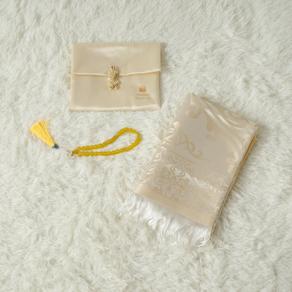 Mariam's Collection Eco-Friendly elegant Prayer Mat & Tasbeeh sets(MR066) — fabric or material detail