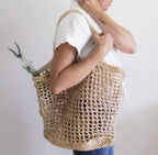 WONENA EcoFreax Beach tote handbag handmade natural raffia paper — main product shot