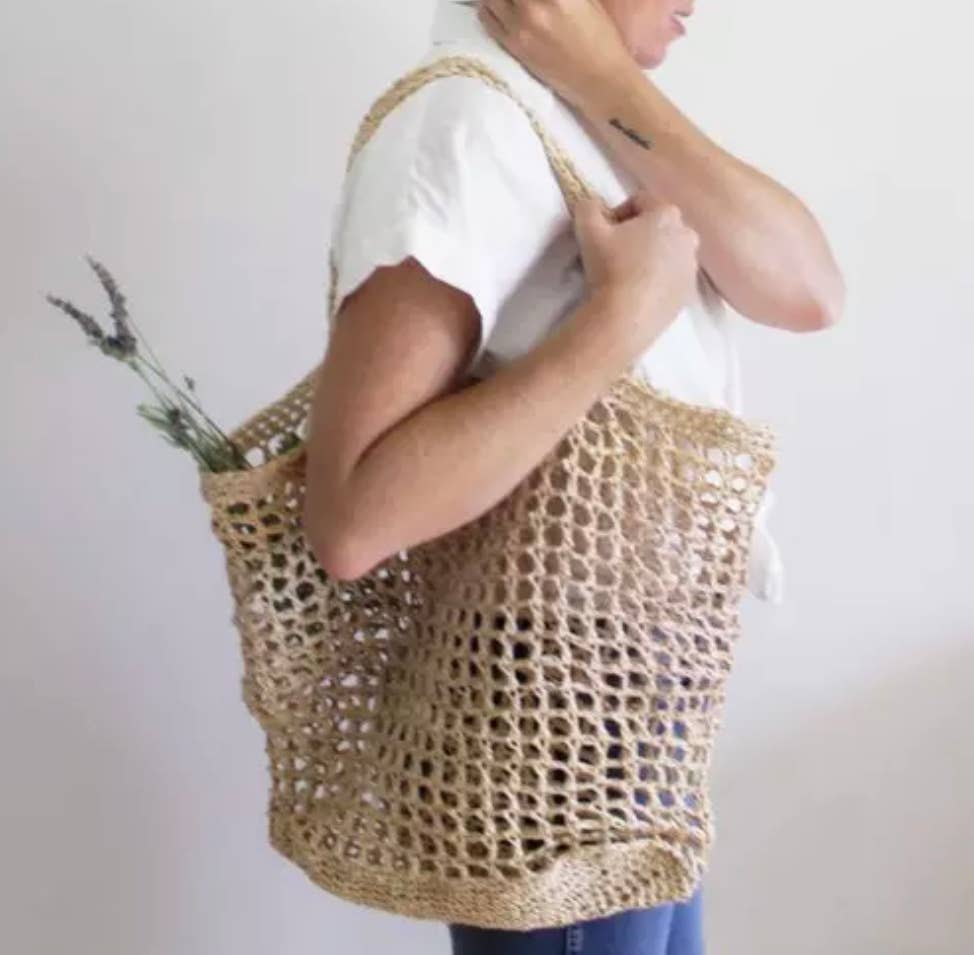 WONENA EcoFreax Beach tote handbag handmade natural raffia paper — main product shot