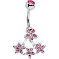 BodyCandy Pink Gem Field of Flowers Dangle Belly Ring — main product shot