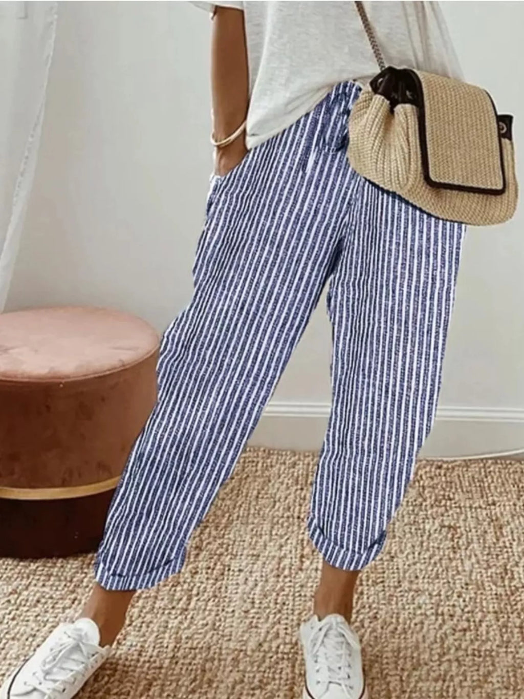 Striped Cropped Pants
