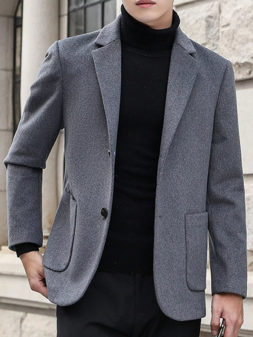 Men's Plus Size Lapel Collar Long Sleeve Blazer