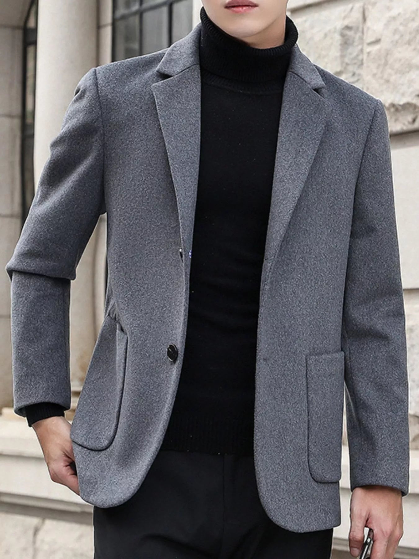 Men's Plus Size Lapel Collar Long Sleeve Blazer