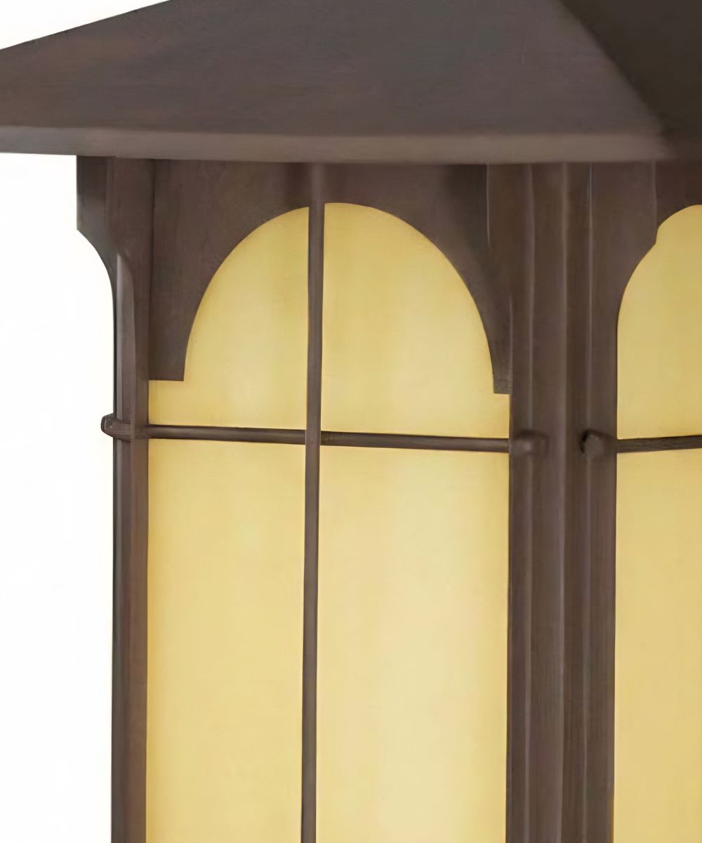 Aztec 14"H 1-Light Olde Brick Bronze Finish with Amber Honey Opal Glass Shade Outdoor Wall Lantern – LampsUSA, view 5