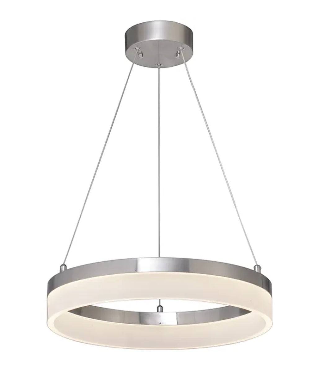 Edge-Lit 16"W 1-Light Round LED Ribbon Chandelier Light Fixture Brushed Nickel Finish – LampsUSA