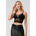 MWBW Apparel and More SPAGHETTI STRAP STRING DETAIL LACE CROP BRACELETTE — detail close-up