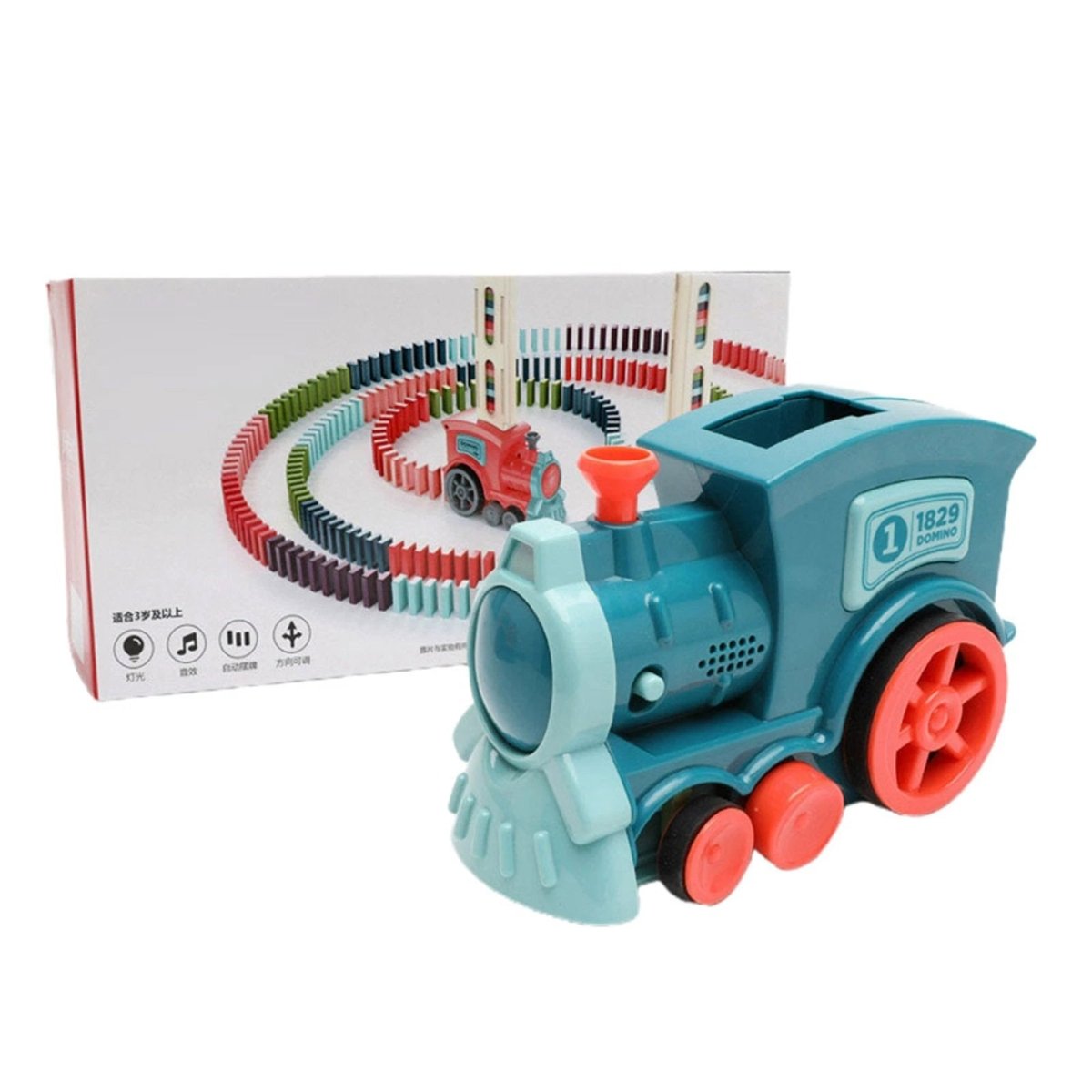Mandotos Domino Train Toy Electric Automatic Building Blocks Set for Creative STEM Learning