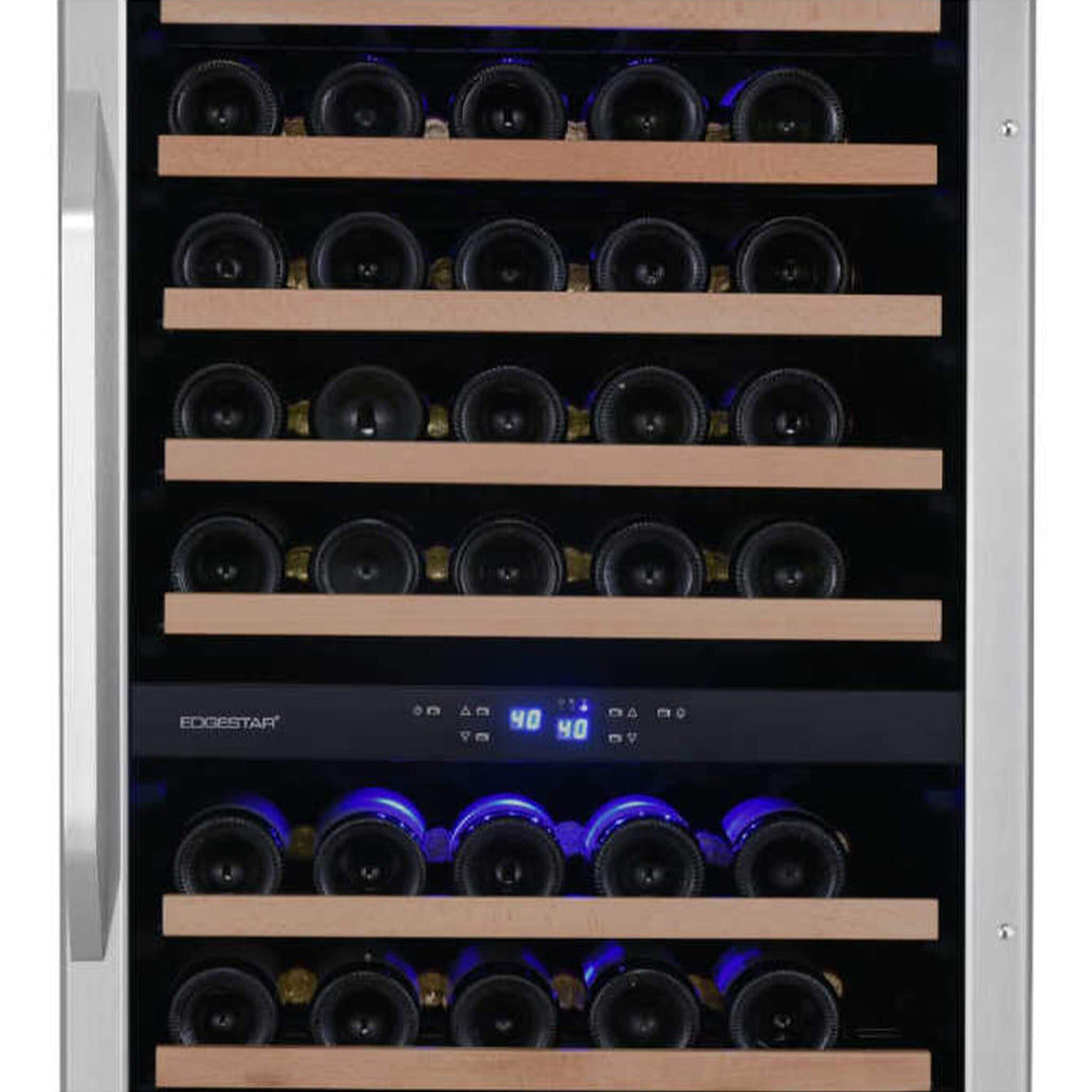 Edgestar 24-Inch 141 Bottle Capacity Freestanding Dual Zone Wine Cooler With Interior Lighting [CWR1552DZ] (SAK49245) – SAKSB