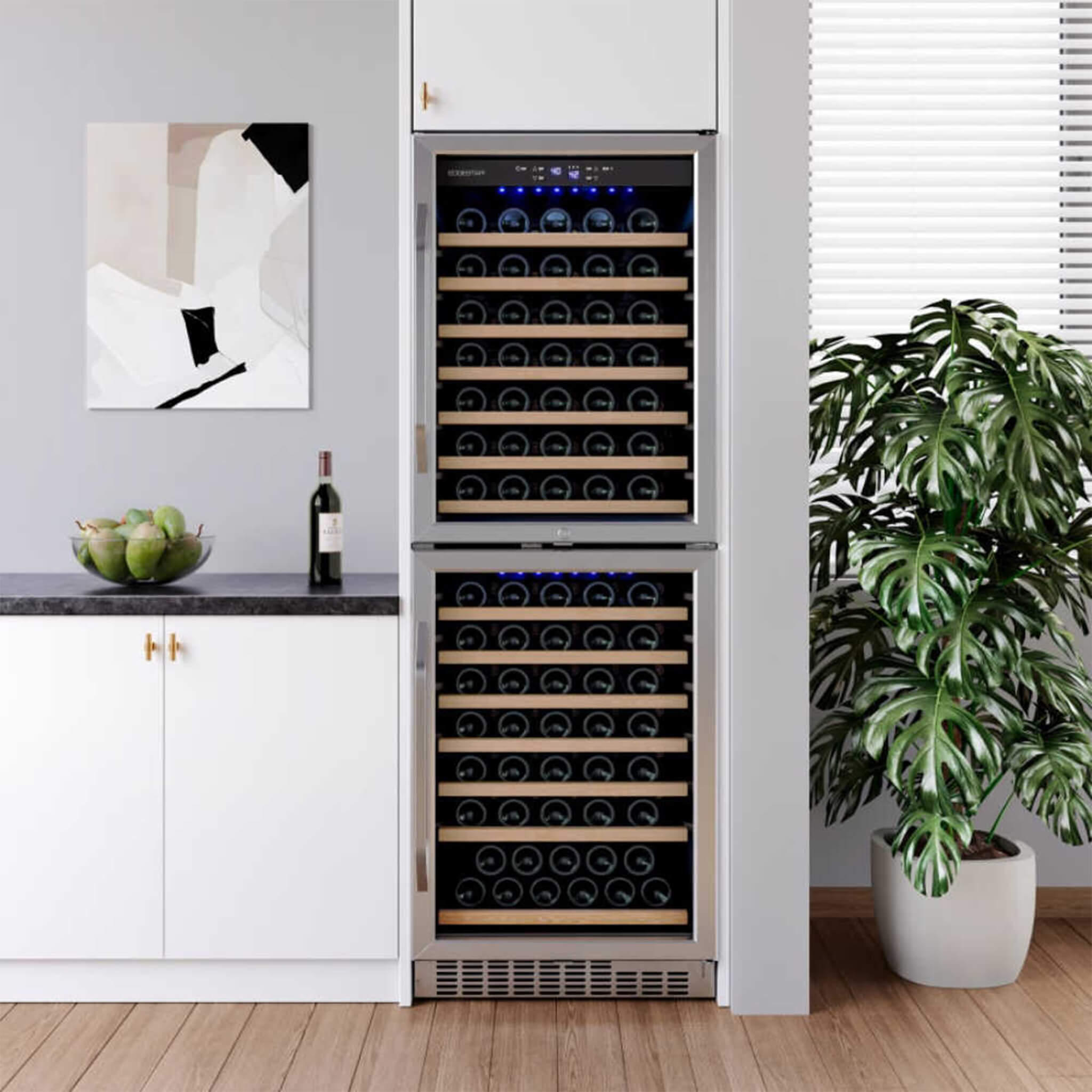 Edgestar 24-Inch 142 Bottle Built-In Dual Zone Double Door Wine Cooler With Door Lock [CWR1553DD] (SAK30742) – SAKSBY WHOLESA