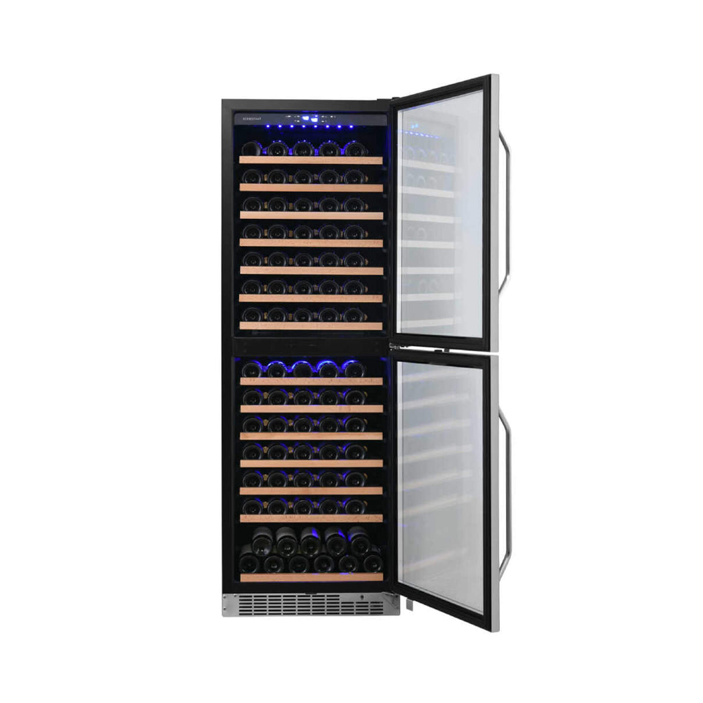 Edgestar 24-Inch 142 Bottle Built-In Dual Zone Double Door Wine Cooler With Door Lock [CWR1553DD] (SAK30742) – SAKSBY WHOLESA
