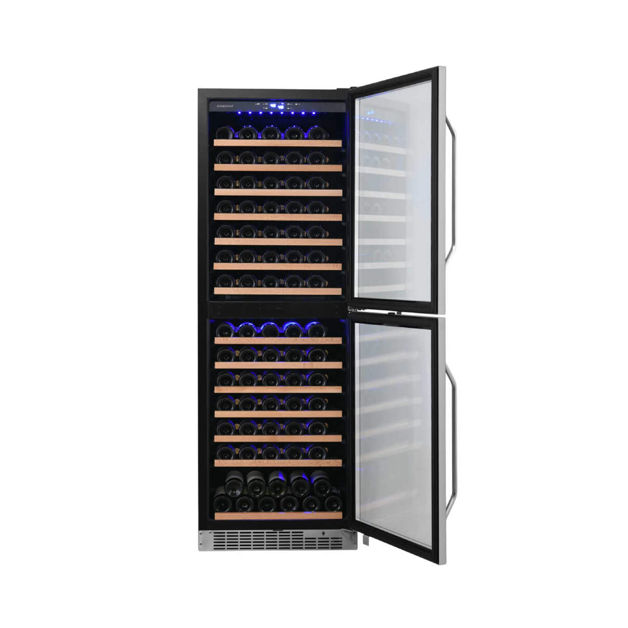 Edgestar 24-Inch 142 Bottle Built-In Dual Zone Double Door Wine Cooler With Door Lock [CWR1553DD] (SAK30742) – SAKSBY WHOLESA