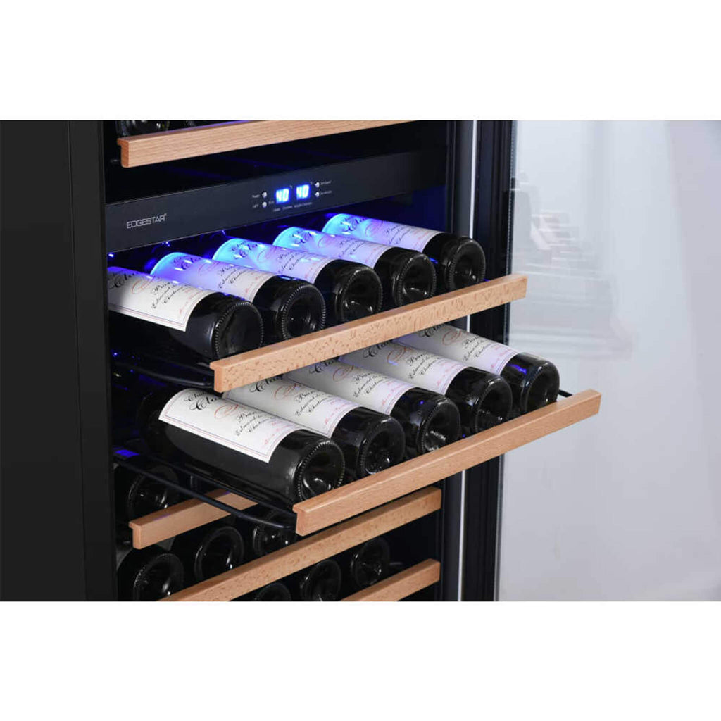 Edgestar 24-Inch 141 Bottle Capacity Freestanding Dual Zone Wine Cooler With Interior Lighting [CWR1552DZ] (SAK49245) – SAKSB