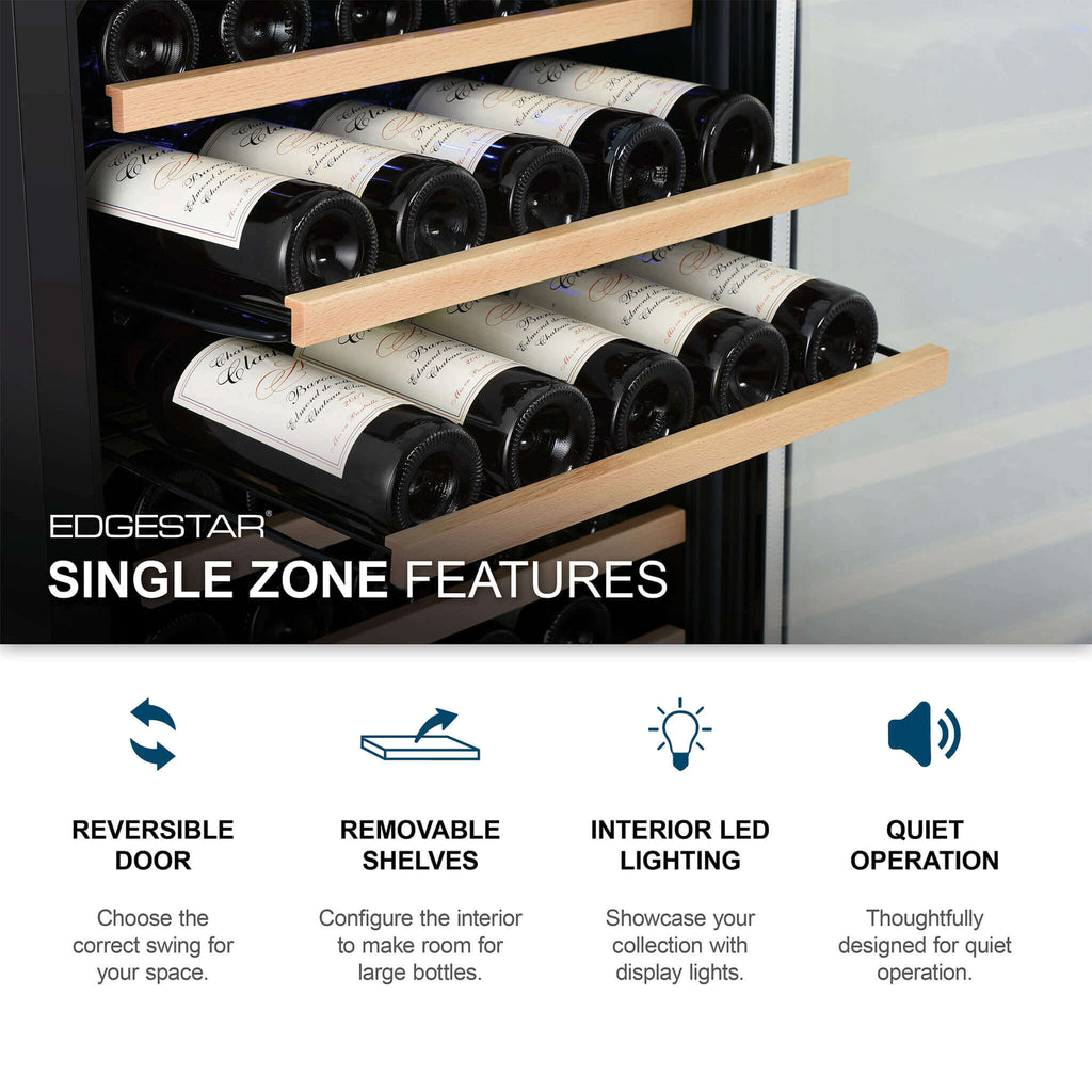 Edgestar 24-Inch Wide 111 Bottle Capacity Freestanding Single Zone Wine Cooler [CWR1212SZ] (SAK68320) – SAKSBY WHOLESALE, vie
