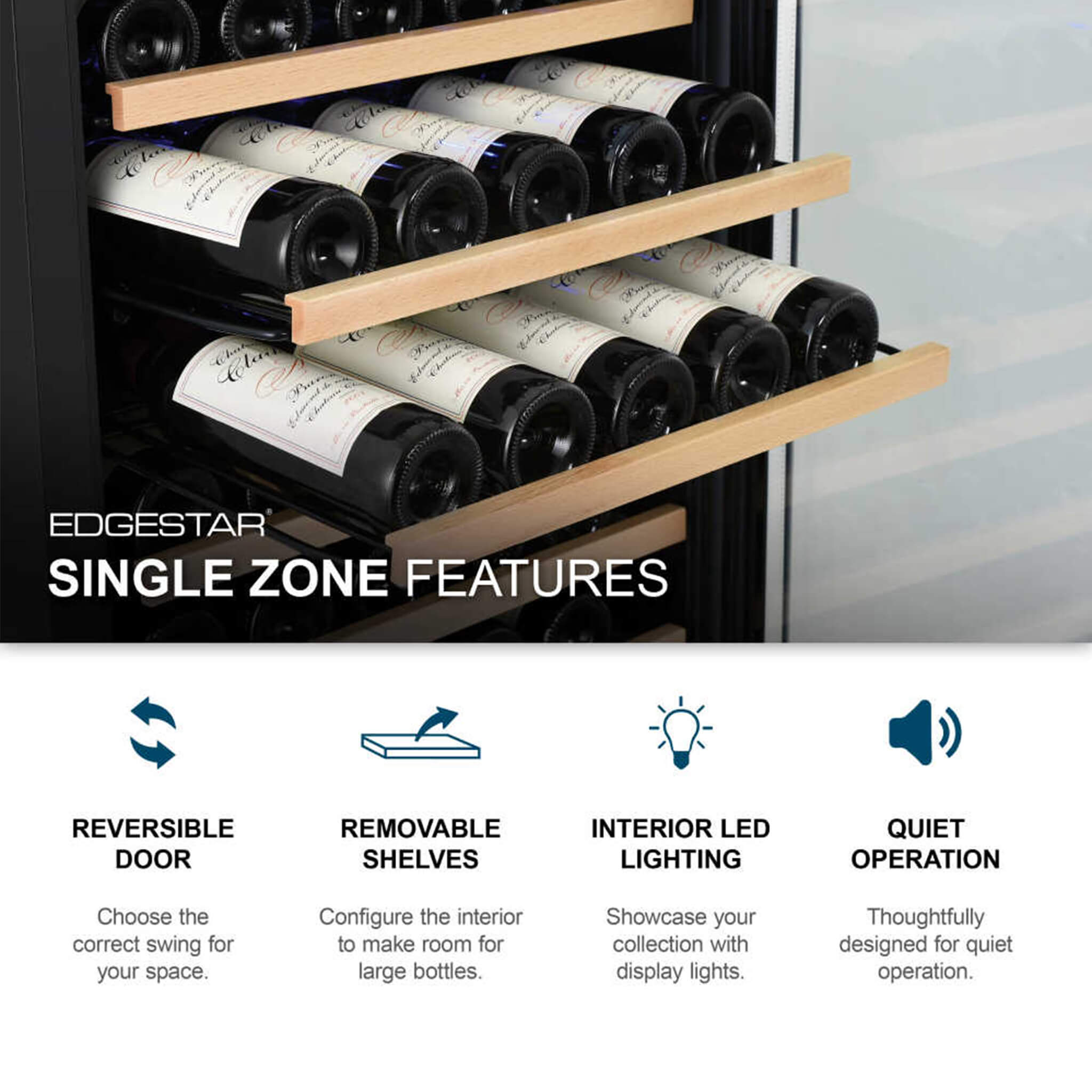 Edgestar 24-Inch Wide 151 Bottle Capacity Freestanding Single Zone Wine Cooler With Even Cooling Technology (SAK30756) – SAKS