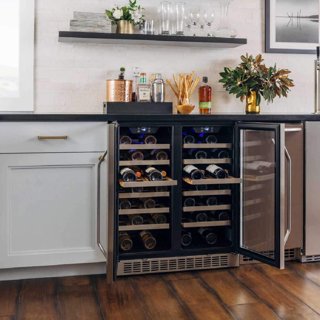 Edgestar 30-Inch Wide 56 Bottle Capacity Built-In French Door Wine Cooler With Door Locks [CWR5631FD] (SAK56381) – SAKSBY WHO