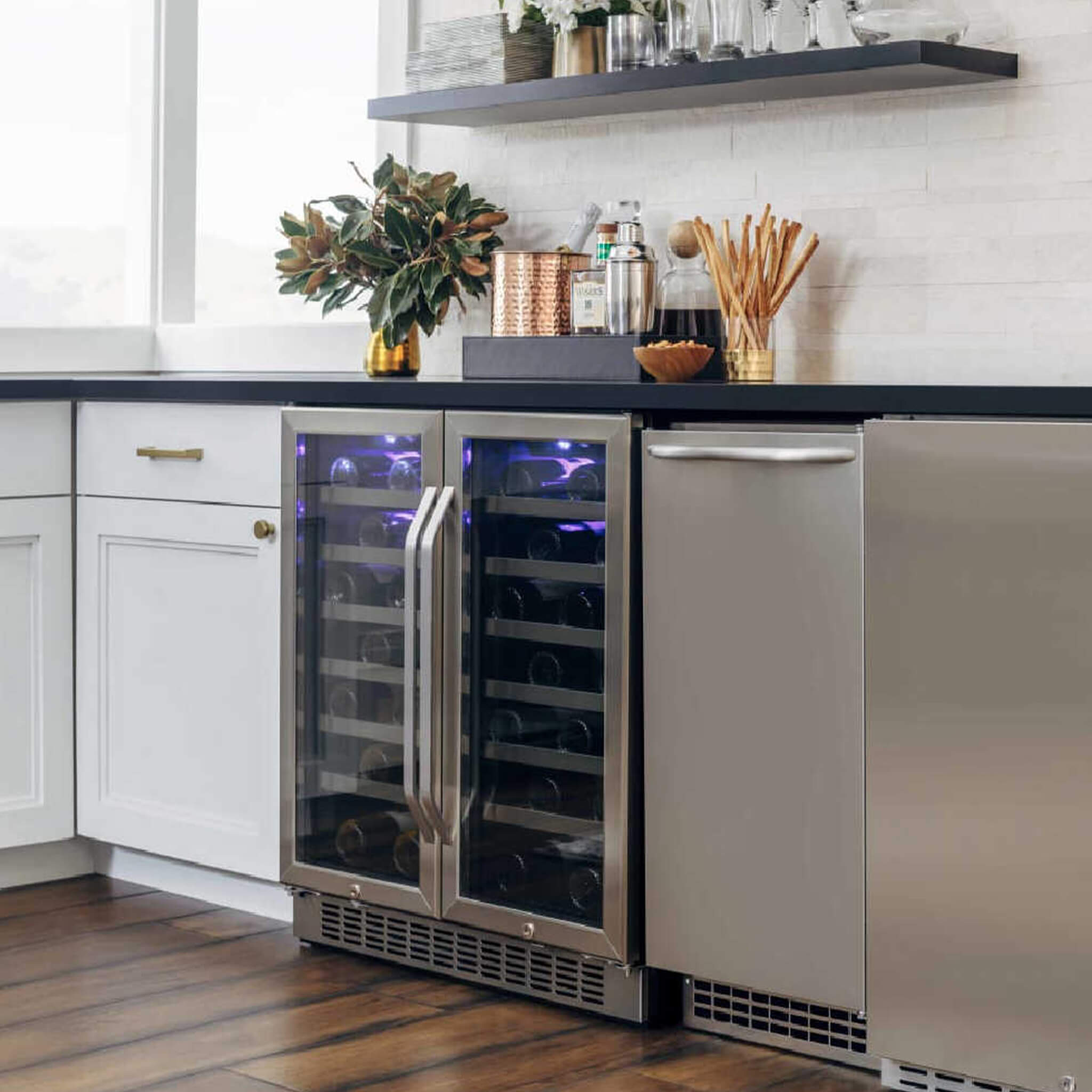 Edgestar 30-Inch Wide 56 Bottle Capacity Built-In French Door Wine Cooler With Door Locks [CWR5631FD] (SAK56381) – SAKSBY WHO