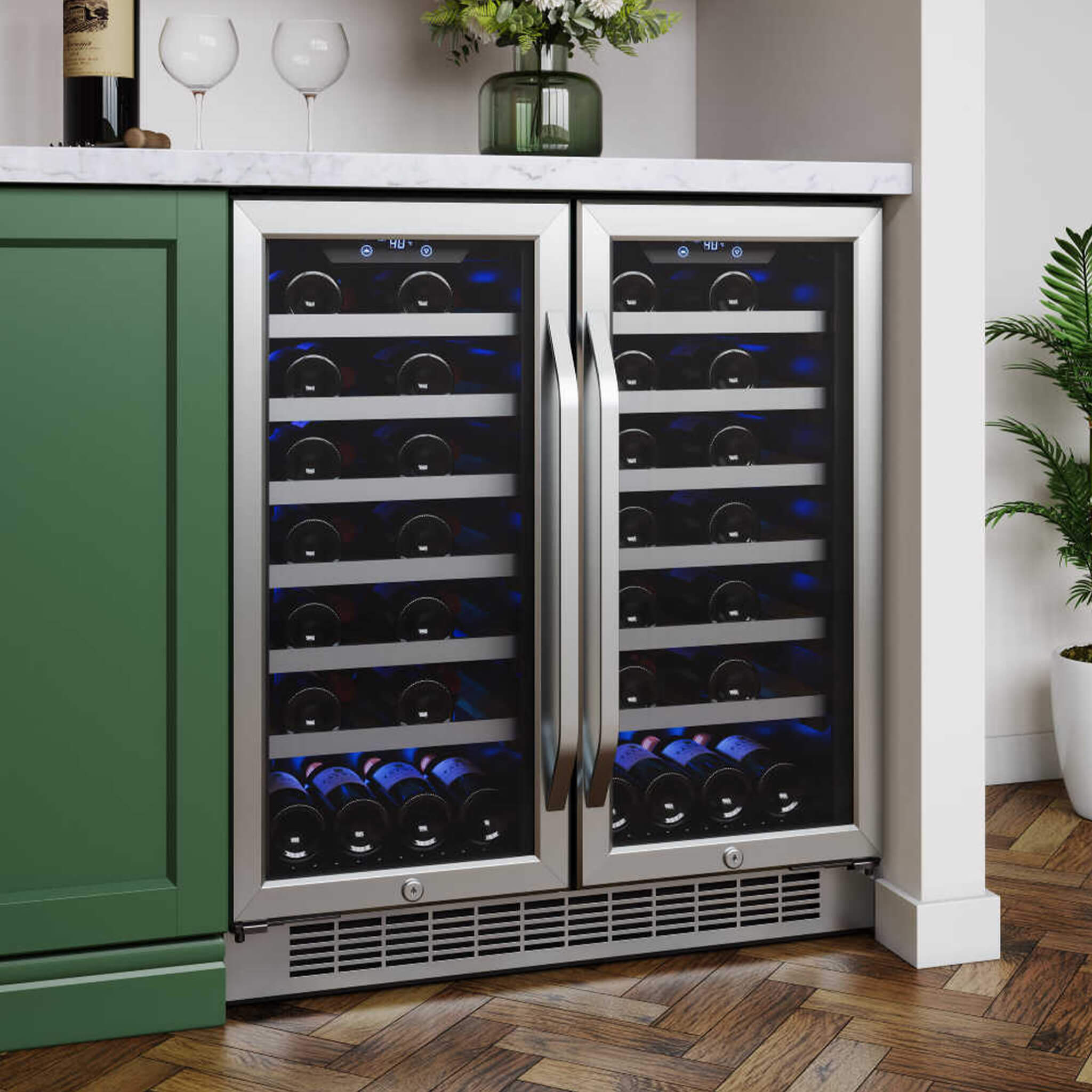 Edgestar 30-Inch Wide 56 Bottle Capacity Built-In French Door Wine Cooler With Door Locks [CWR5631FD] (SAK56381) – SAKSBY WHO
