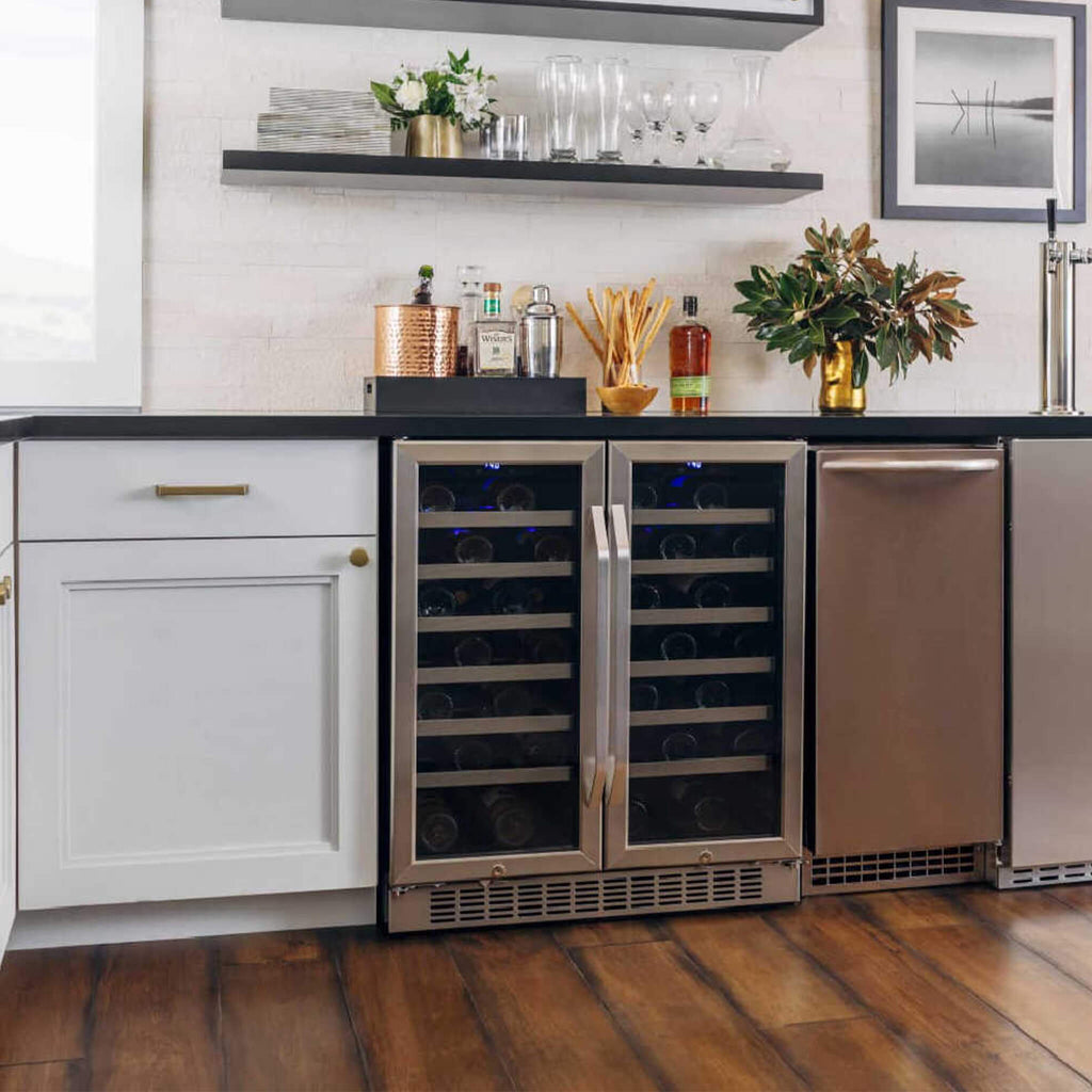 Edgestar 30-Inch Wide 56 Bottle Capacity Built-In French Door Wine Cooler With Door Locks [CWR5631FD] (SAK56381) – SAKSBY WHO