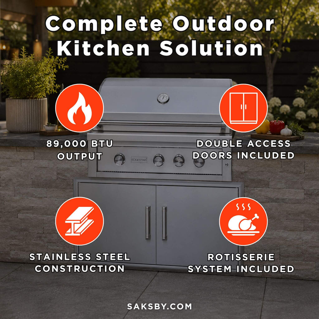 Edgestar 89K BTU 42-Inch Built-In Grill With Insulated Jacket And Double Access Doors Insulated Jacket (SAK94627) – SAKSBY WH
